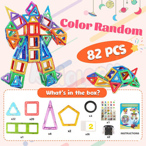 82-Piece Magnetic Building Tiles Toy