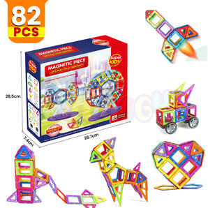 82-Piece Magnetic Building Tiles Toy
