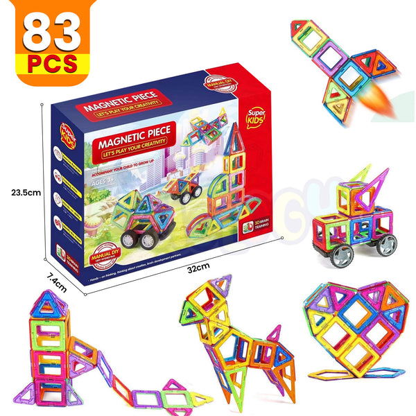 83-Piece Magnetic Building Tiles Toy