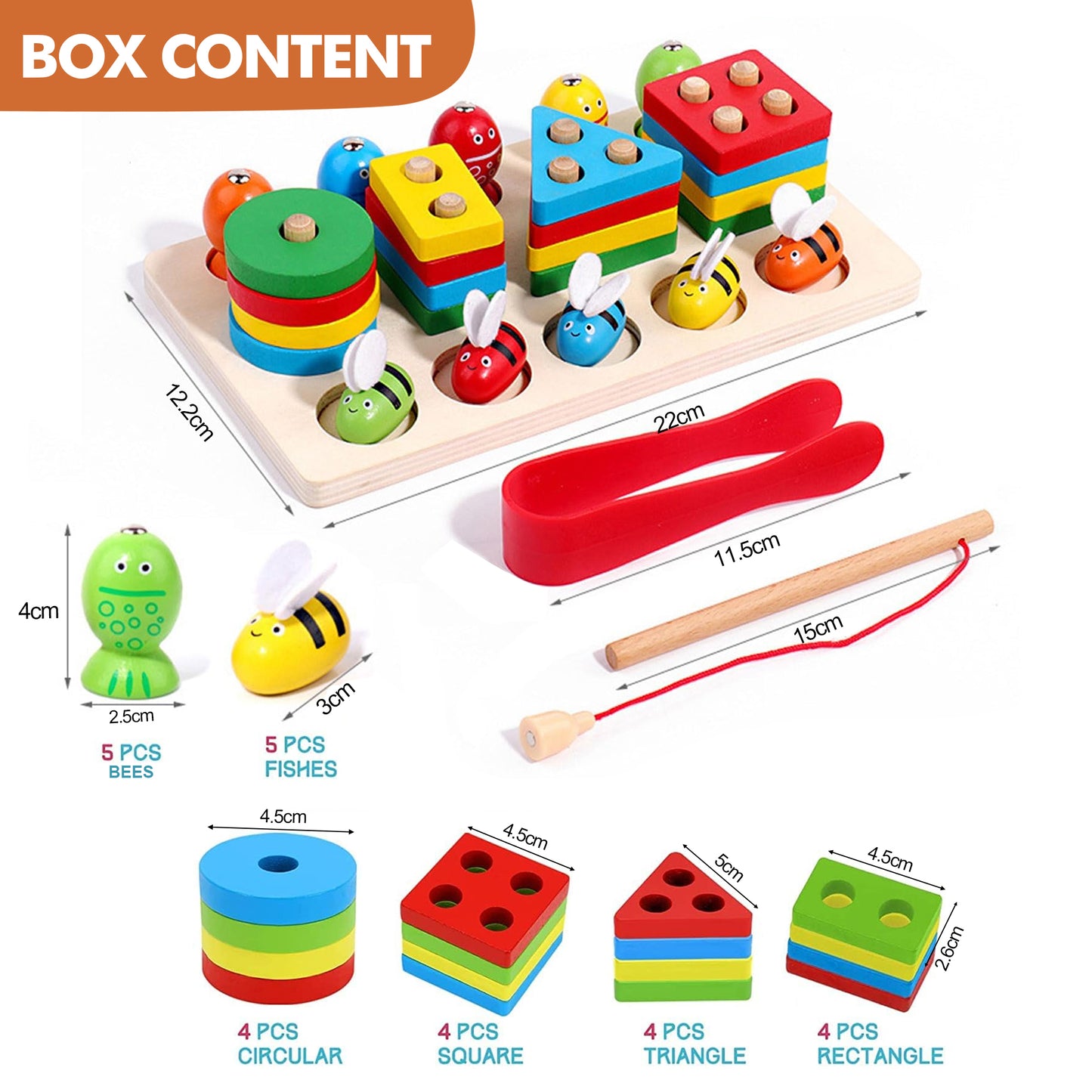 Montessori Wooden Shape Sorting & Fishing Toys