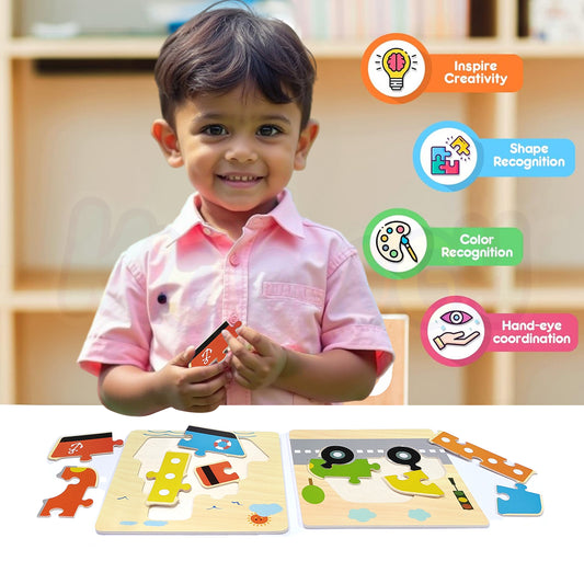 Wooden Jigsaw Puzzle Set of 6