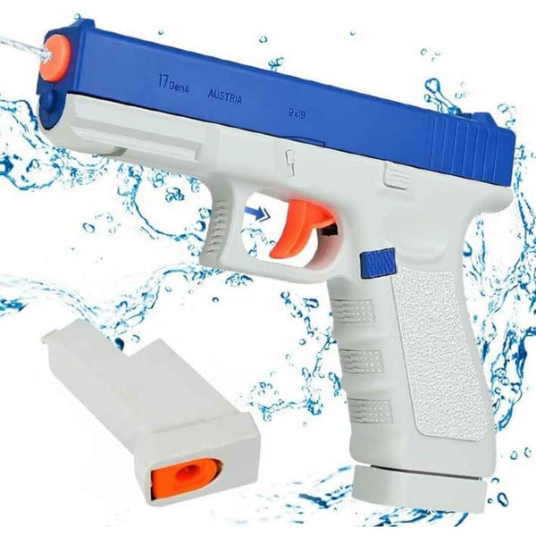 Large pump-action water blaster with a wide barrel and clear water tank