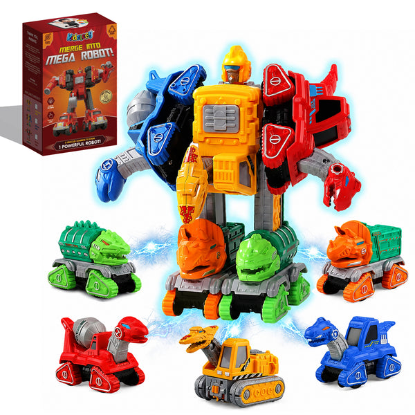 5 DINOSAUR TRUCK DEFORMATION ROBOT TOYS SET
