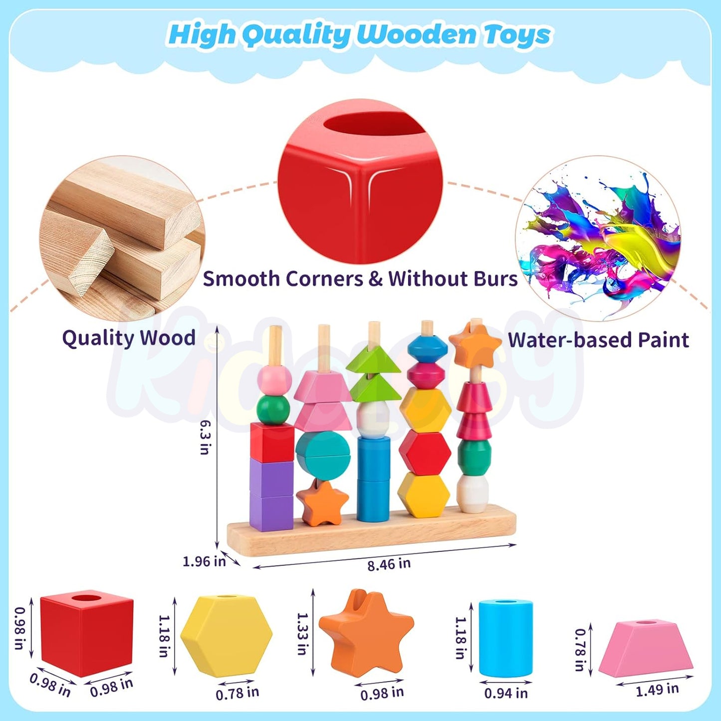 Wooden Pattern Shape 5-in-1 Toy