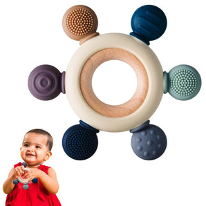 Wooden Round Silicon Teether