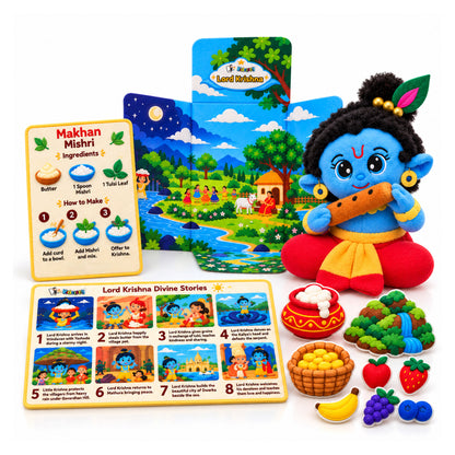 Krishna’s Divine Storytelling & Pretend Playset – With Makhan Recipe Card, Music & Mantra Chanting