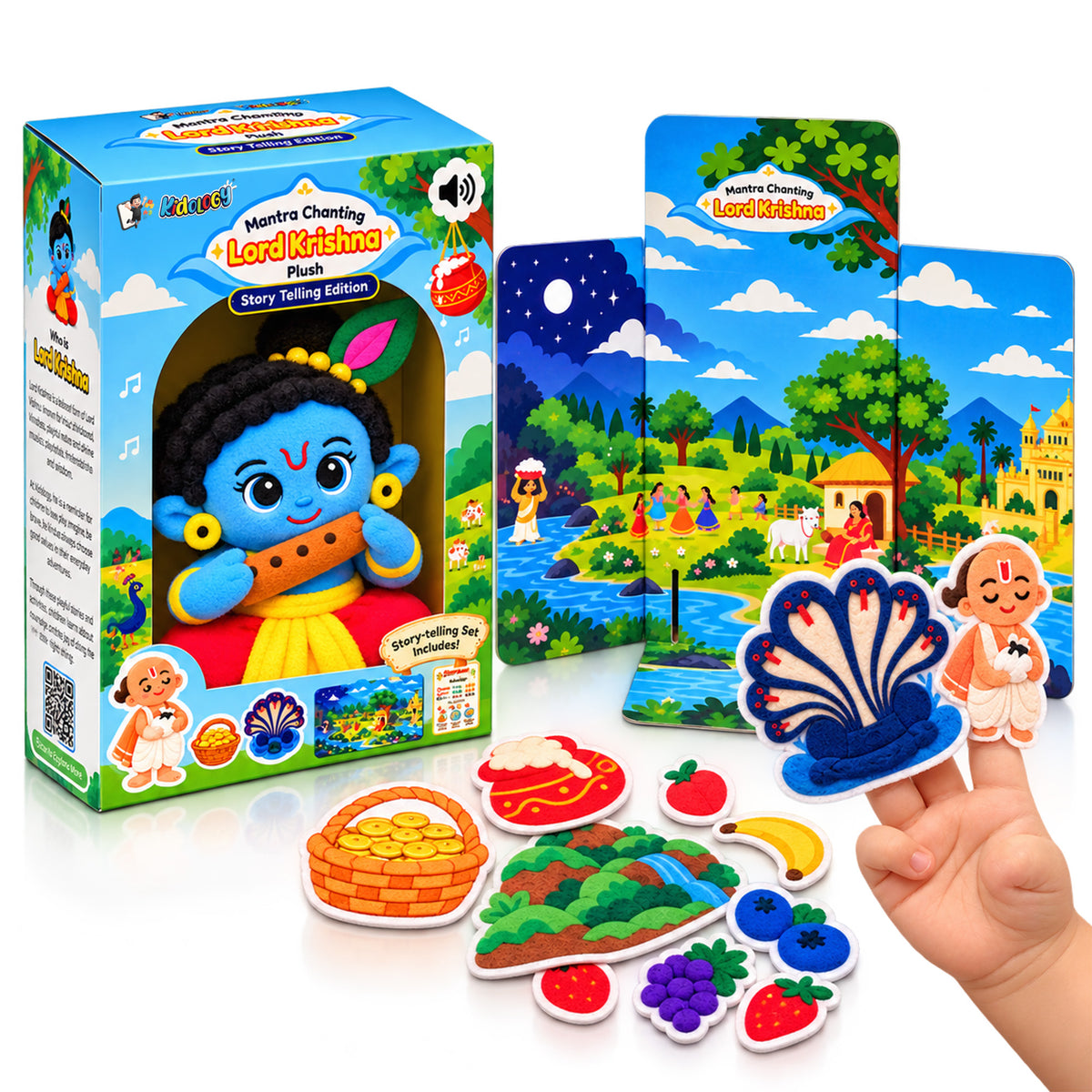 Krishna’s Divine Storytelling & Pretend Playset – With Makhan Recipe Card, Music & Mantra Chanting
