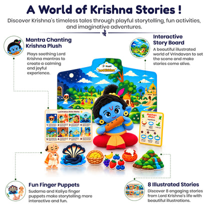 Krishna’s Divine Storytelling & Pretend Playset – With Makhan Recipe Card, Music & Mantra Chanting