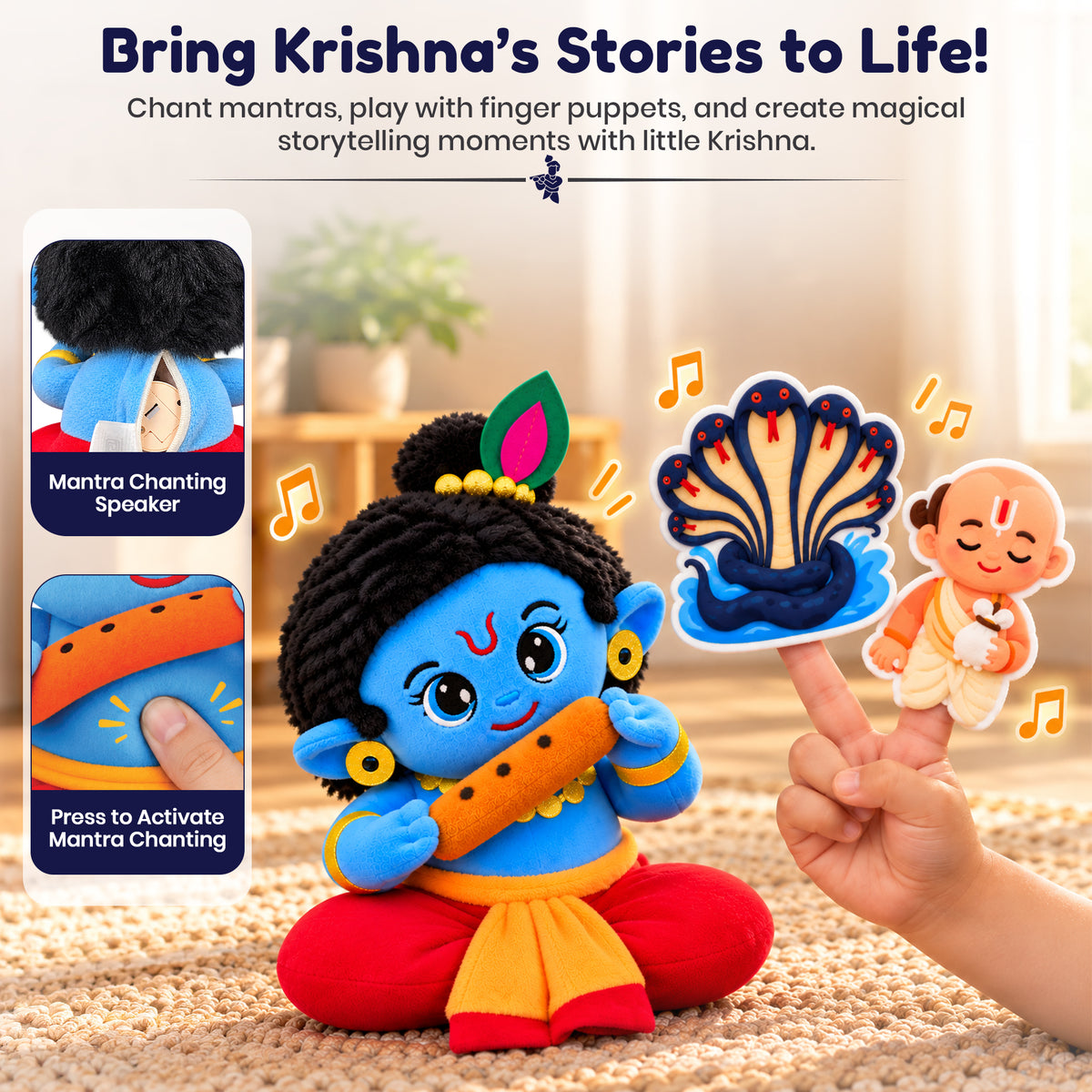 Krishna’s Divine Storytelling & Pretend Playset – With Makhan Recipe Card, Music & Mantra Chanting