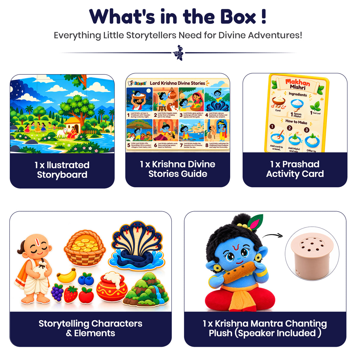 Krishna’s Divine Storytelling & Pretend Playset – With Makhan Recipe Card, Music & Mantra Chanting
