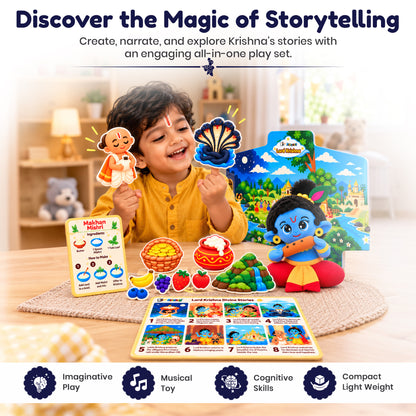 Krishna’s Divine Storytelling & Pretend Playset – With Makhan Recipe Card, Music & Mantra Chanting