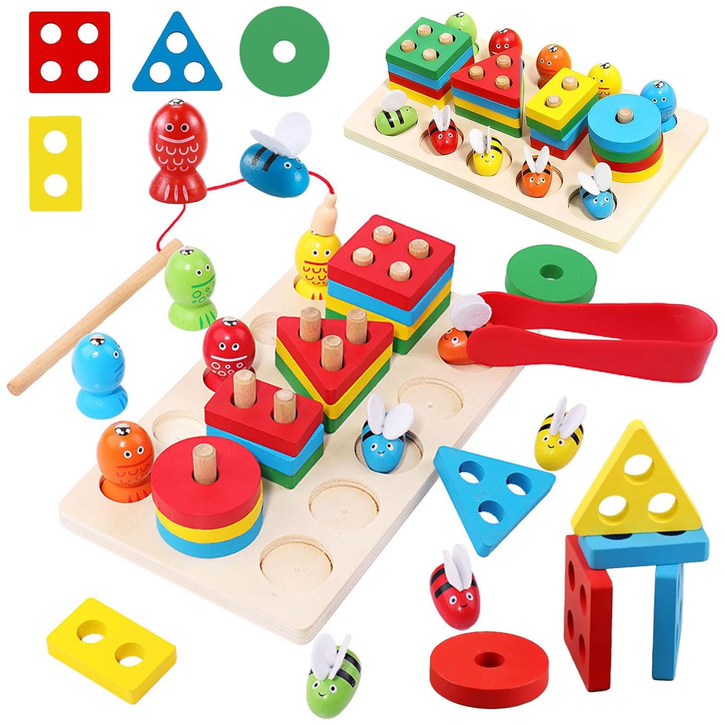 Montessori Wooden Shape Sorting & Fishing Toys