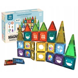 Magnetic Building Tiles Toy - Set of 56 pcs