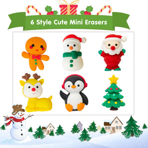 6Pcs Christmas Eraser Set