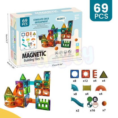 Magnetic Building Tiles Toy - Set of 69 pcs