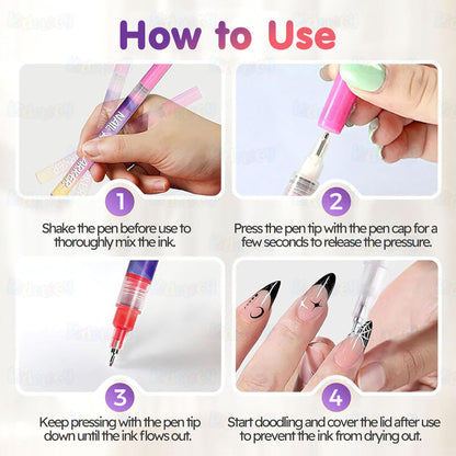 DIY Nail Art Pen (Set of 12Pcs)