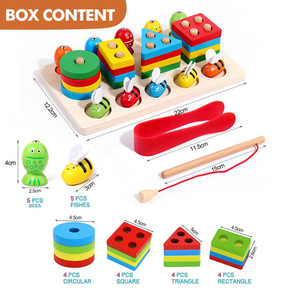 Montessori Wooden Shape Sorting & Fishing Toys