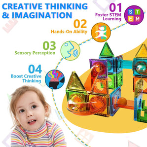 Magnetic Building Tiles Toy - Set of 69 pcs