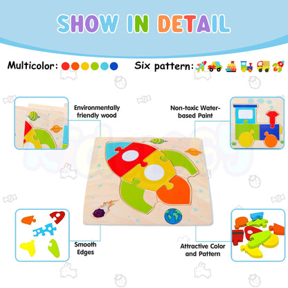 Wooden Jigsaw Puzzle Set of 6