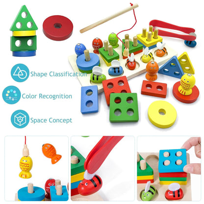Montessori Wooden Shape Sorting & Fishing Toys