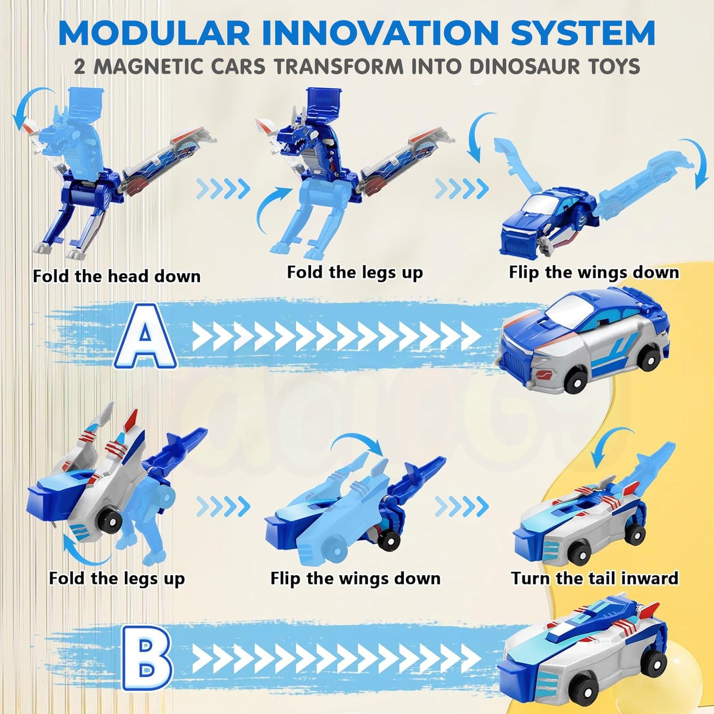 2-in-1 Magnetic Transforming Car to Dragon Toy