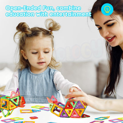 Magnetic Building Tiles Toy - Set of 69 pcs