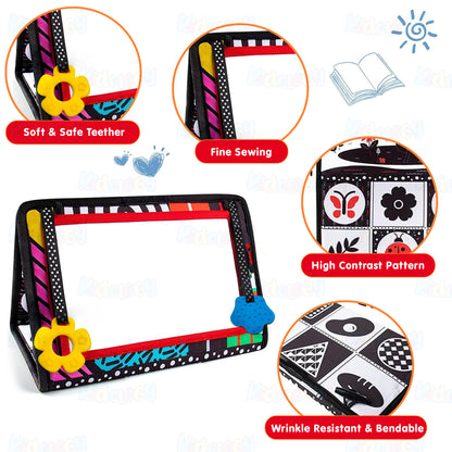 Baby Mirror Book with Soft Silicone Teether