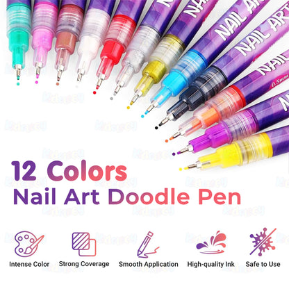 DIY Nail Art Pen (Set of 12Pcs)