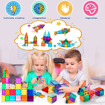 Magnetic Building Tiles Toy - Set of 69 pcs