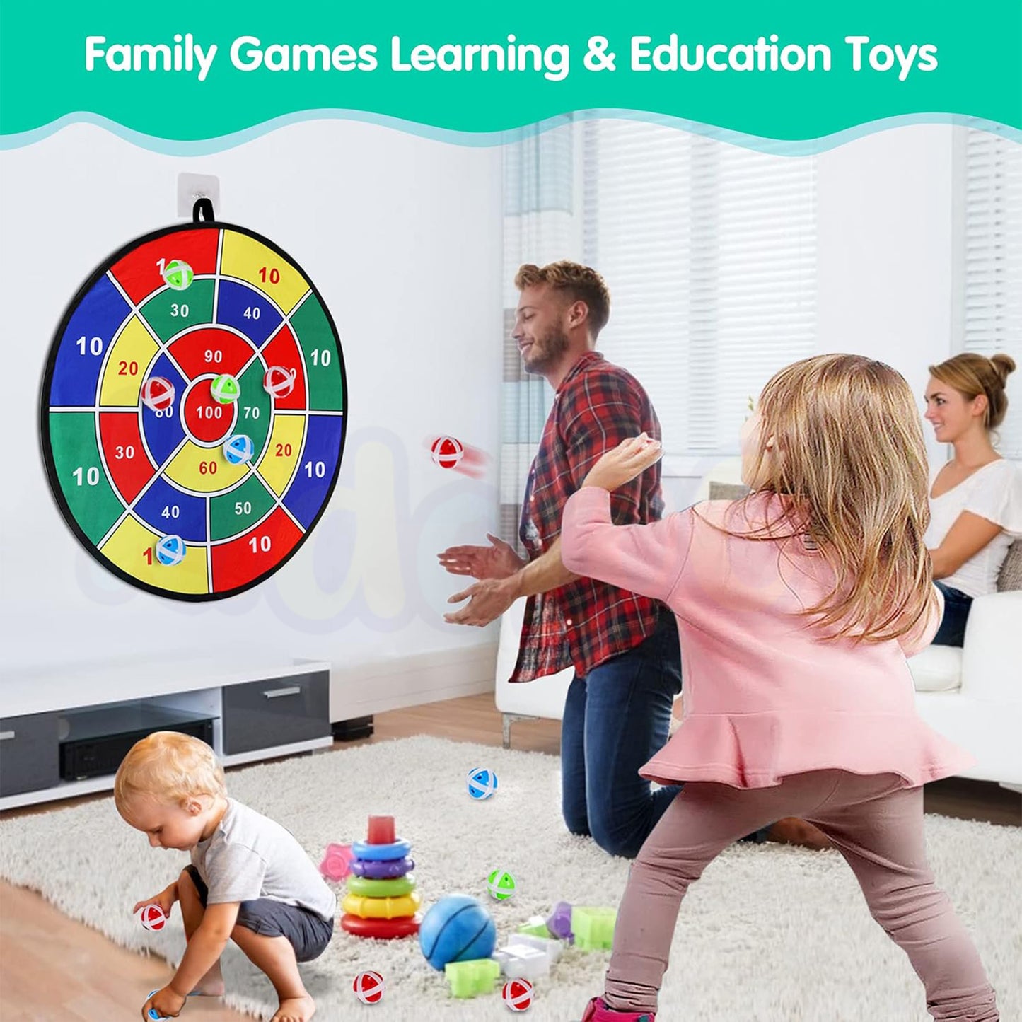 Dart Board with 12 Sticky Balls Game Set
