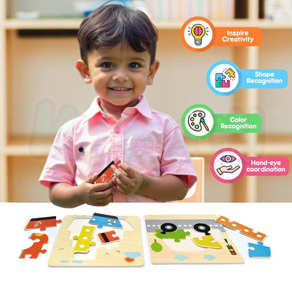 Wooden Jigsaw Puzzle Set of 6