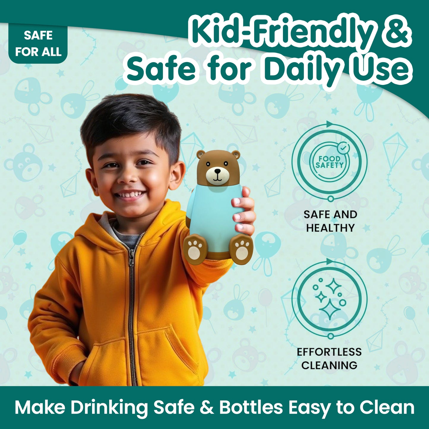 Cartoon Bear Vacuum Flask Water Bottle