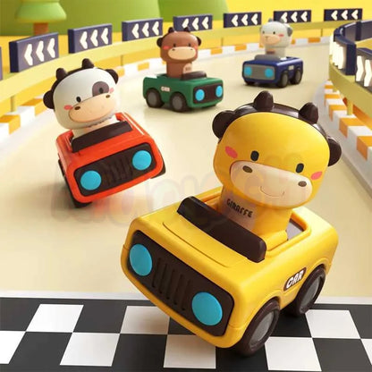 Big Head Animals Press & Go Racing Cars