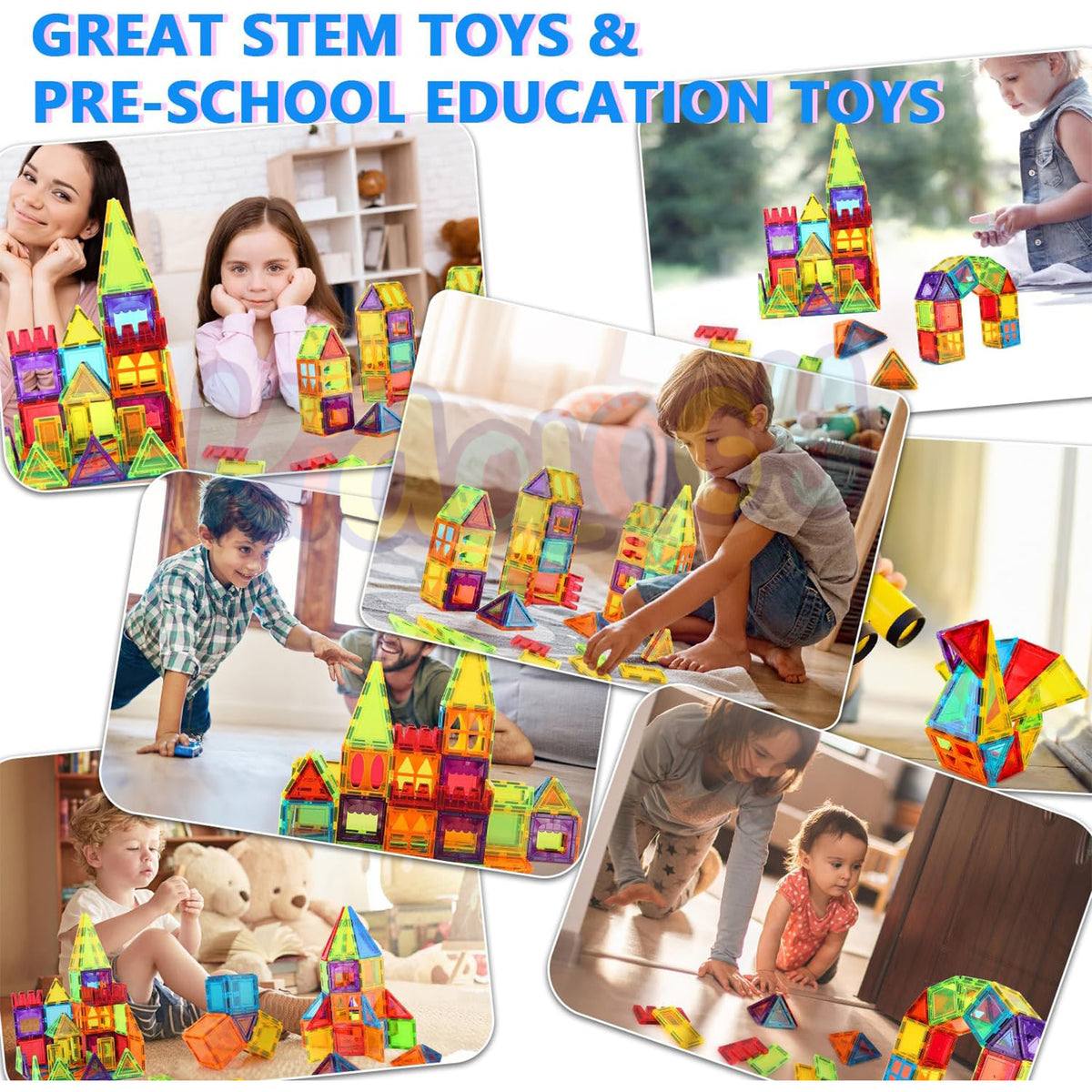 Magnetic Building Tiles Toy - Set of 69 pcs