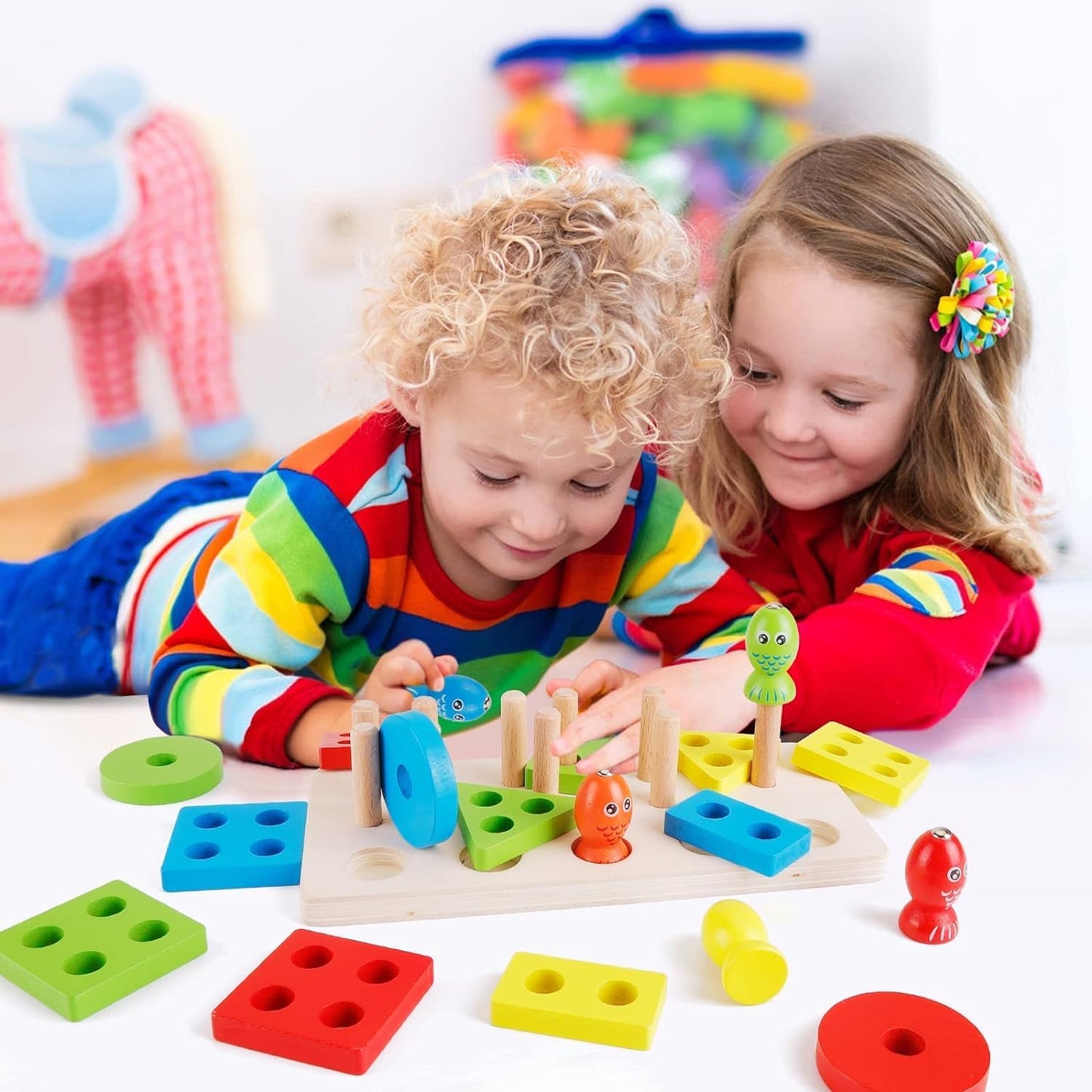 Montessori Wooden Shape Sorting & Fishing Toys