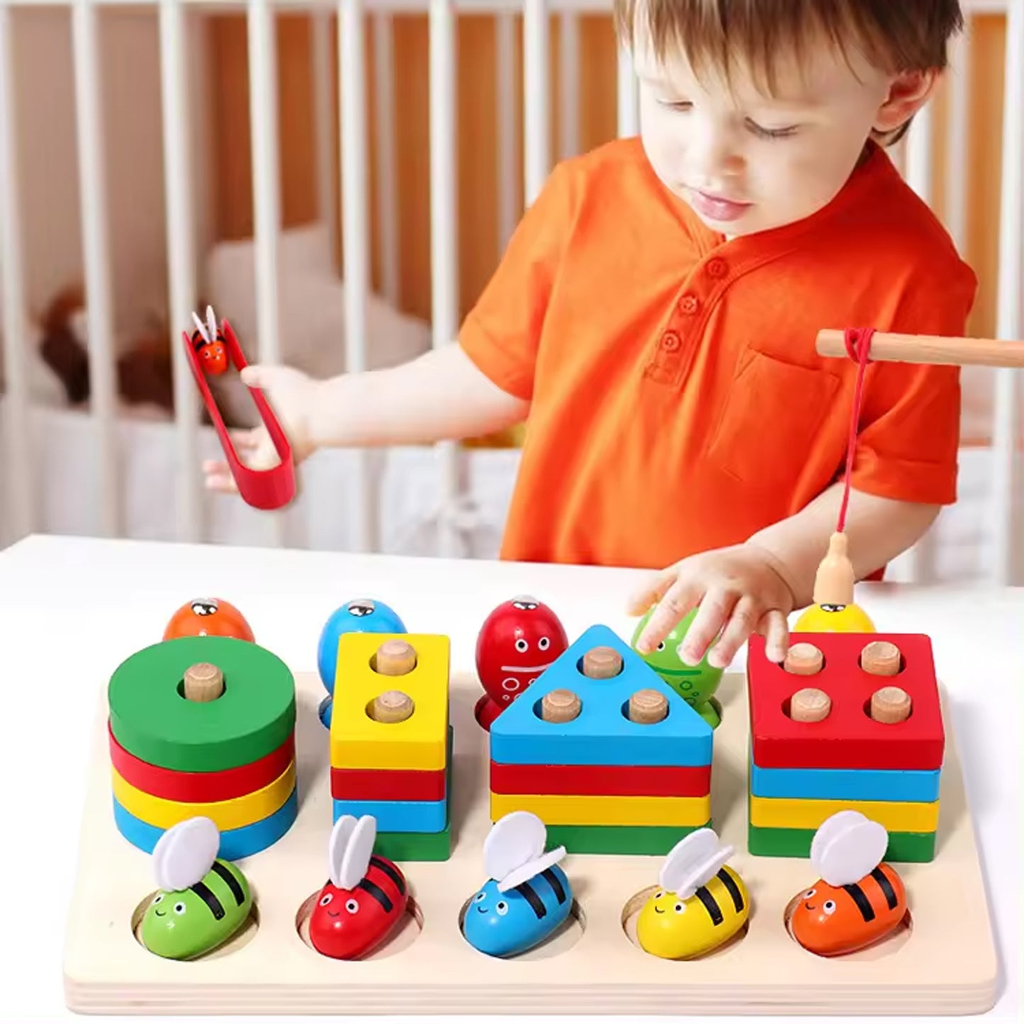 Montessori Wooden Shape Sorting & Fishing Toys