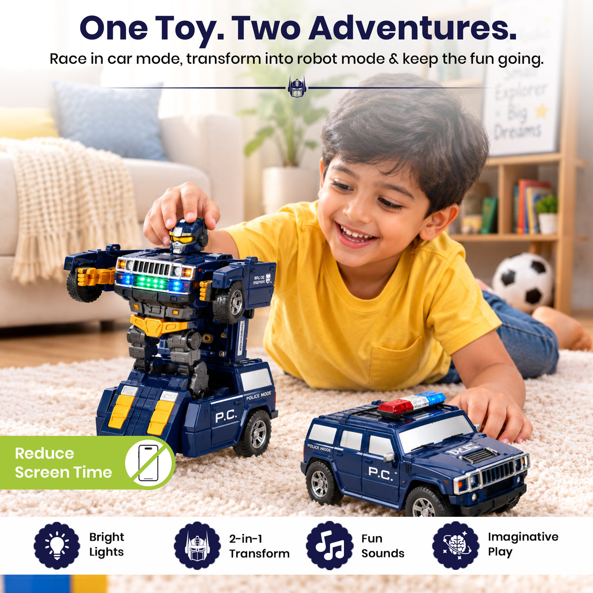 TransformBot Robot Car Toy by Kidology, view 8