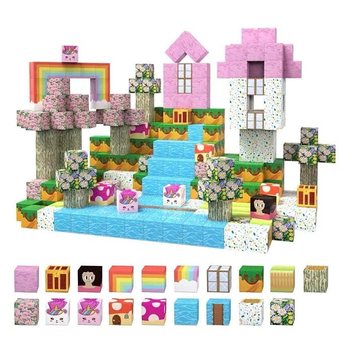Magnetic Creative Builder Blocks – Unicorn Edition (100 PCS)