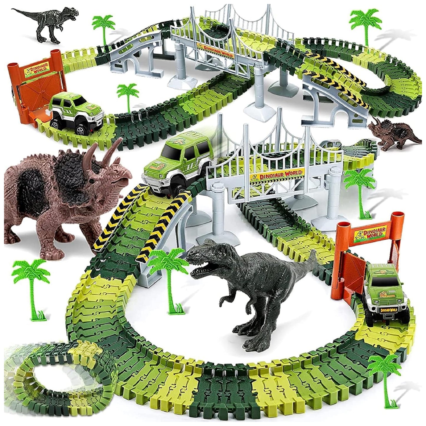 Dinosaur Electric Flexible Rail Track Toy 142 Piece Set