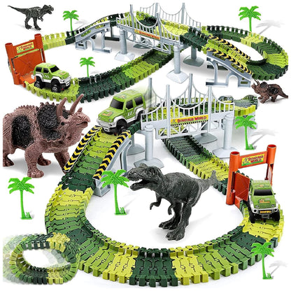 Dinosaur Electric Flexible Rail Track Toy 142 Piece Set
