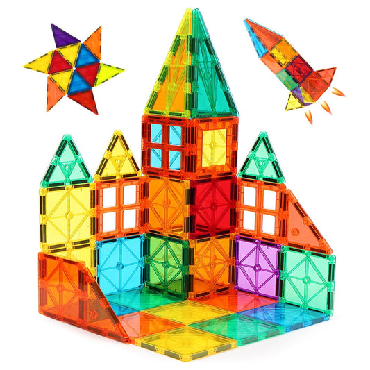 42 PCS Magnetic Tiles Travel Set STEM Building Blocks