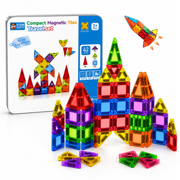 42 Pcs Magnetic Tiles STEM Set by Kidology, view 3