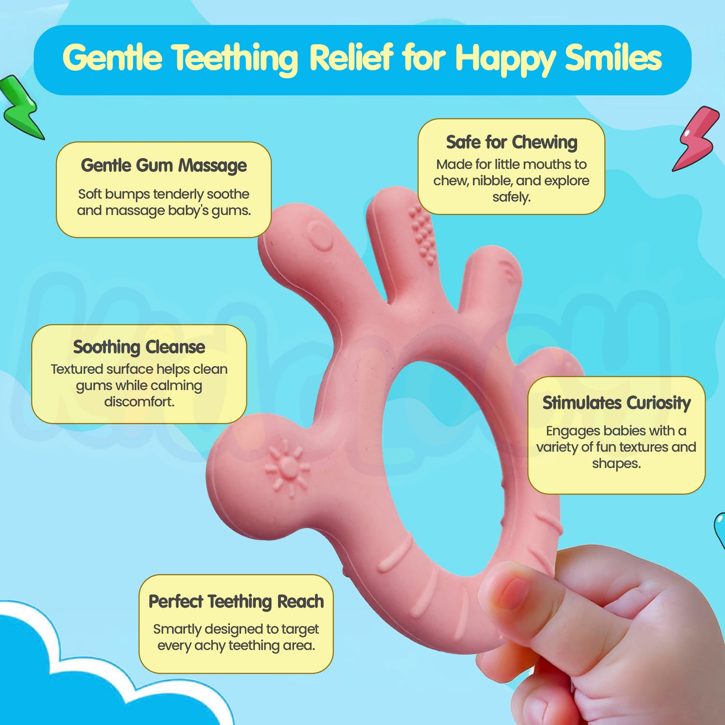 Silicone Finger-Shaped Teether (Pink)