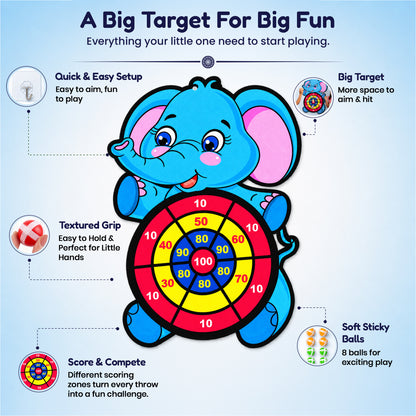 Large Blue Elephant Dart Board by Kidology, view 2