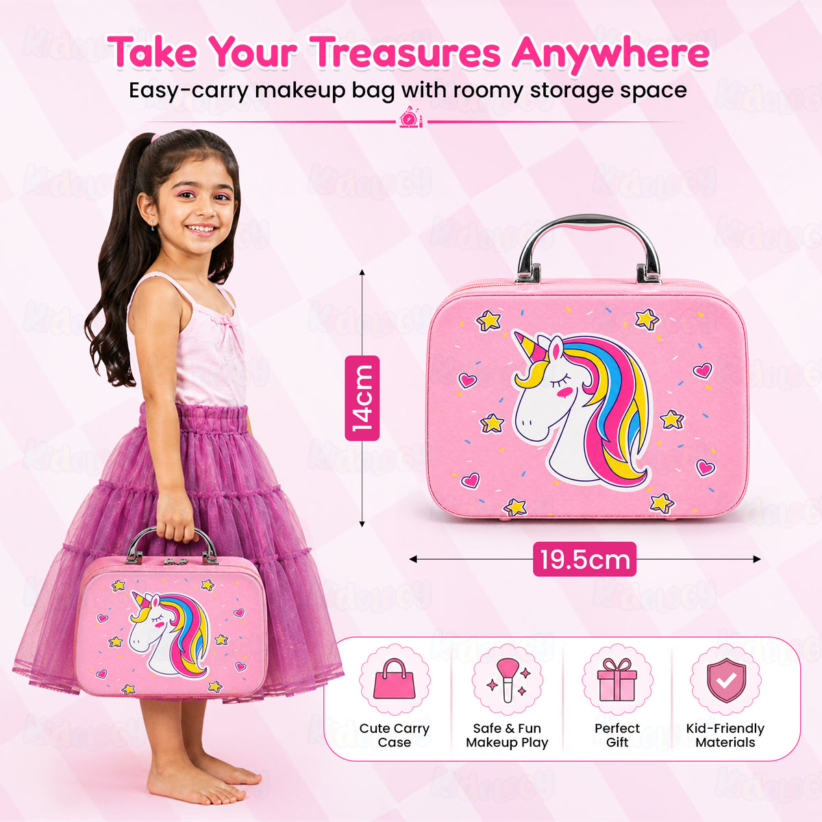 Washable Unicorn Makeup Suitcase by Kidology, view 2