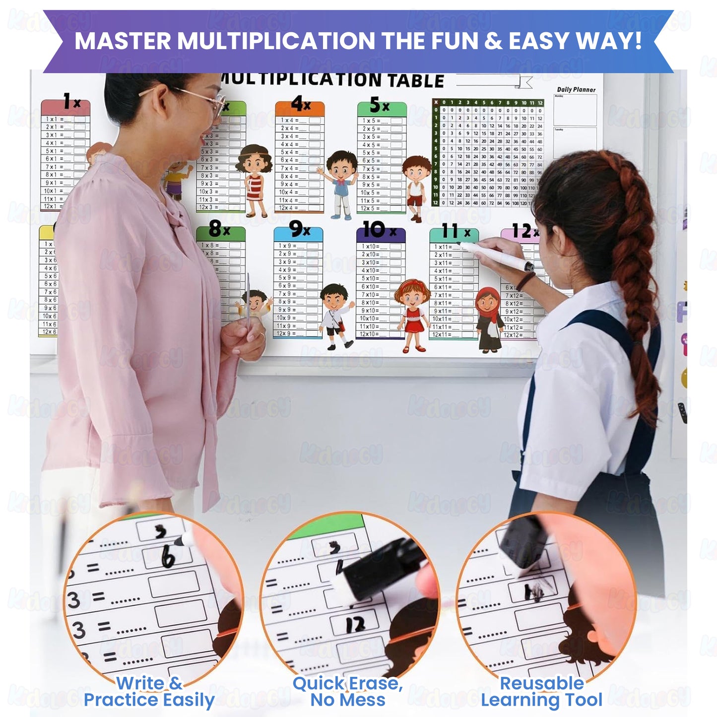 Stickable & Reusable Multiplication Table Sheet