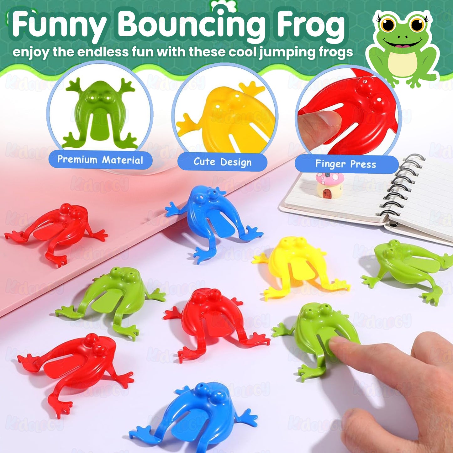 PLASTIC JUMPING FROG FINGER PRESS TOY