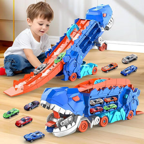 Dino Adventure Transport Truck with Foldable Slide