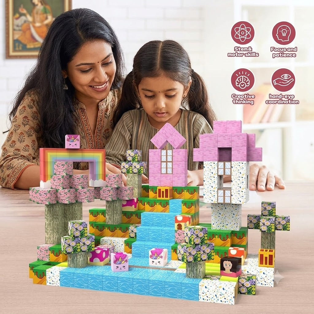 Magnetic Creative Builder Blocks – Unicorn Edition (100 PCS)