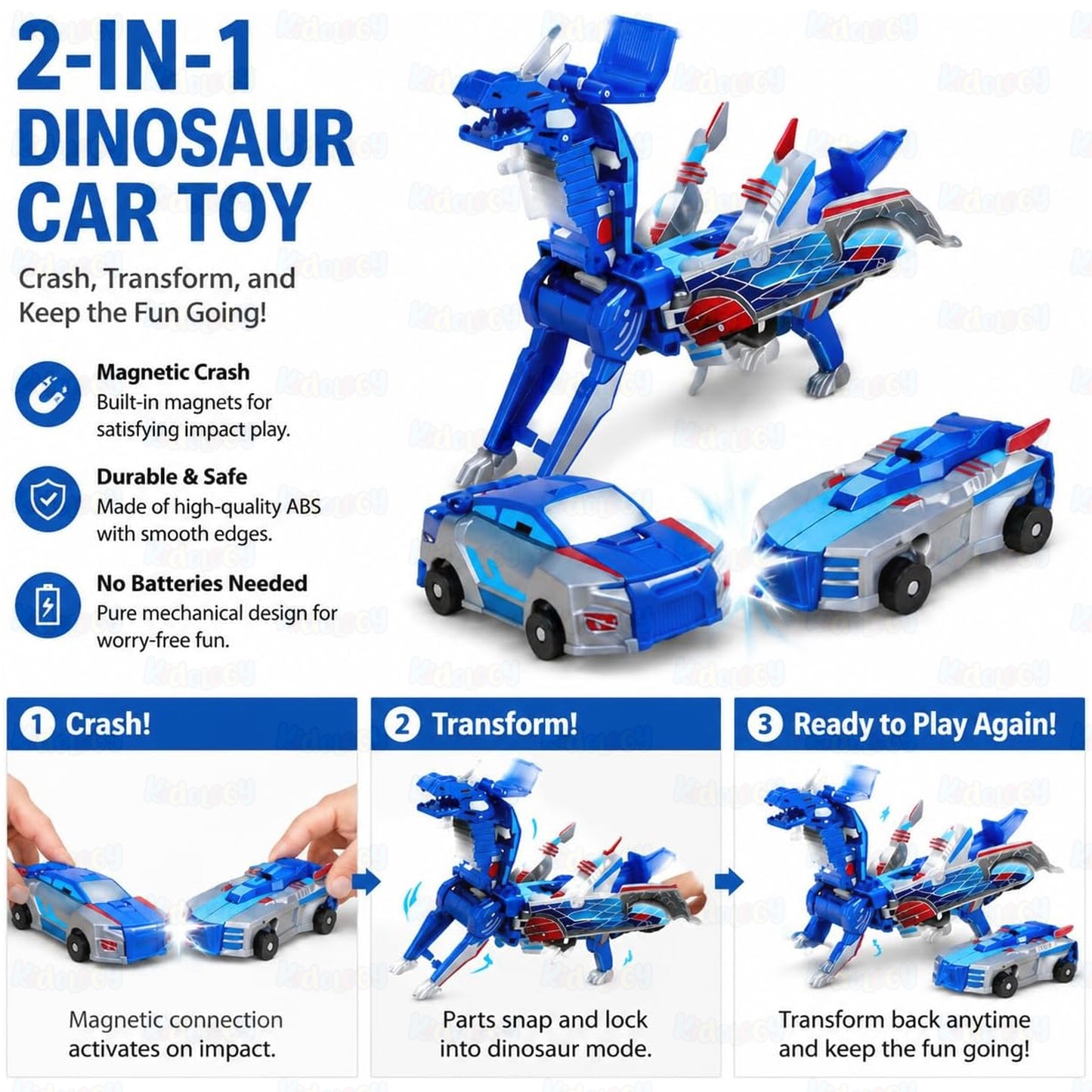2-in-1 Magnetic Transforming Car to Dragon Toy